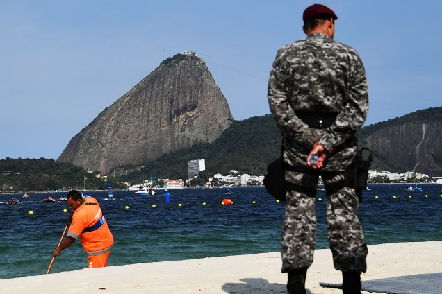 Vista da Marina da Glória, durante a prova de vela na Baía de Guanabara nos Jogos Olímpicos Rio 2016