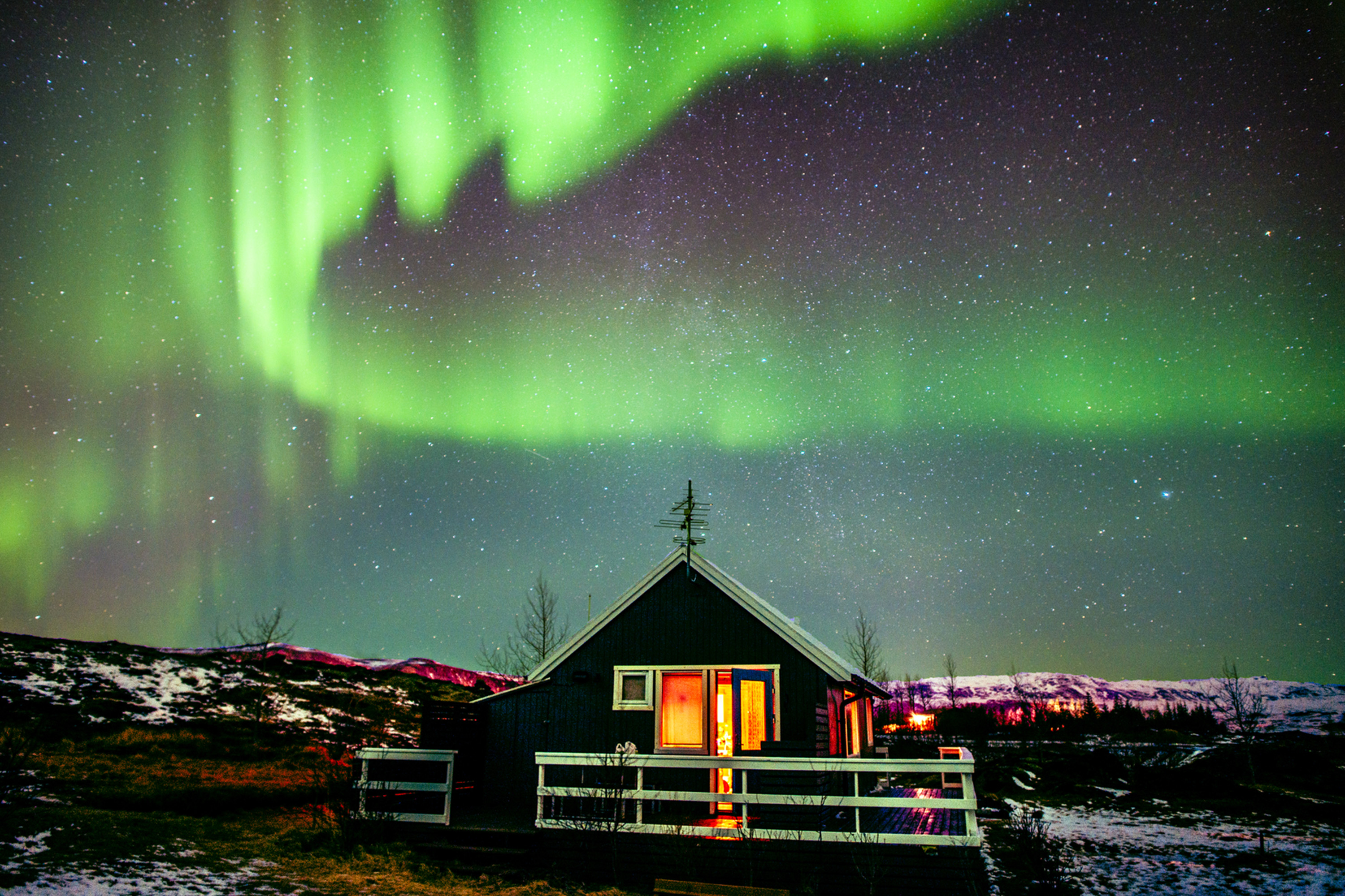 Aurora boreal vista na Islândia