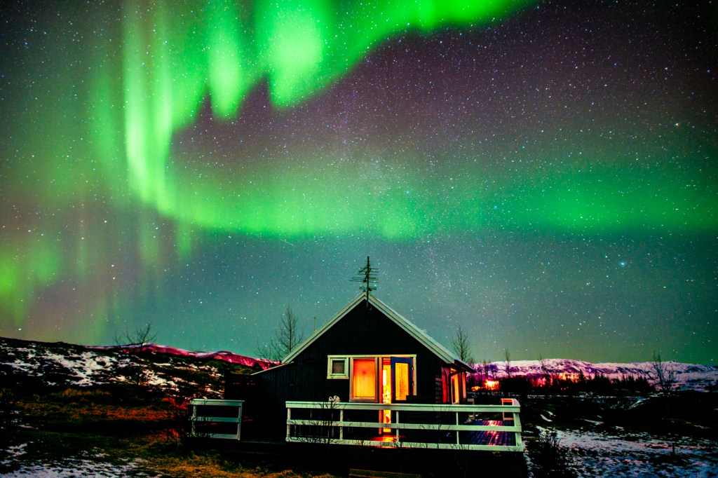 Aurora boreal vista na Islândia
