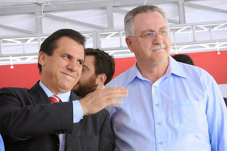 O prefeito de São Bernardo do Campo (SP), Luiz Marinho e o candidato a sucessão, Tarcísio Secoli
