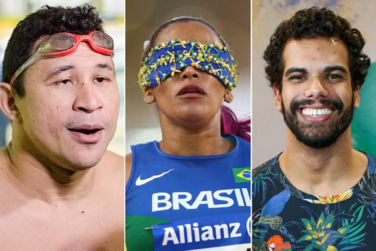 Os atletas paralímpicos Clodoaldo Silva, Terezinha Guilhermina e André Brasil