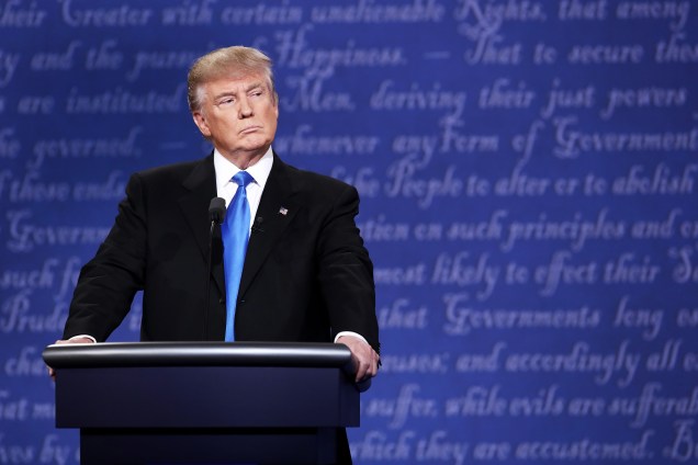 O republicano candidato à Presidência dos Estados Unidos, Donald Trump, durante debate em Nova York