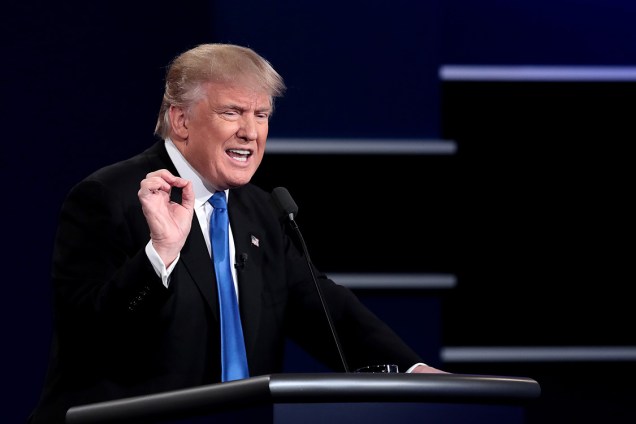 O republicano candidato à Presidência dos Estados Unidos, Donald Trump, durante debate em Nova Yorkter Holt.  (Photo by Drew Angerer/Getty Images)