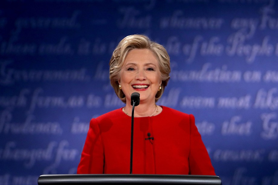 A democrata candidata à Presidência dos Estados Unidos, Hillary Clinton, durante debate em Nova York