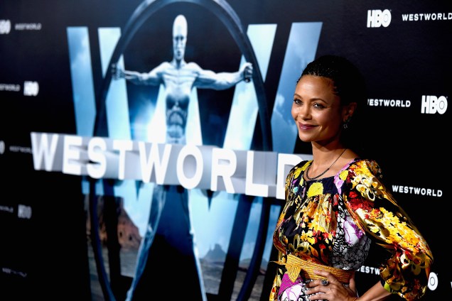 A atriz Thandie Newton na première de 'Westworld', em Los Angeles