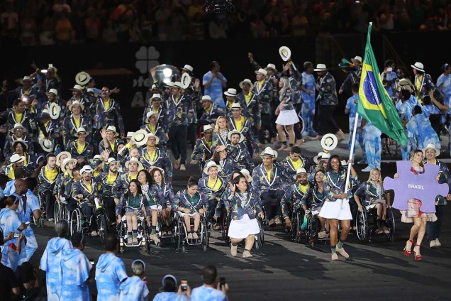 Delegação do Brasil durante a cerimônia de abertura dos Jogos Paralímpicos Rio 2016