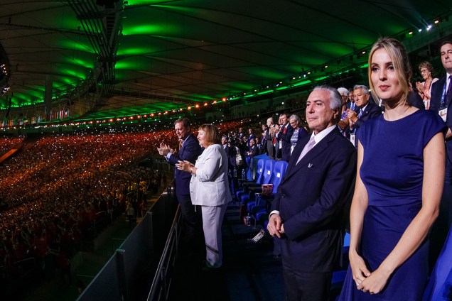 O presidente Michel Temer e a Primeira-dama Marcela Temer durante cerimônia de abertura dos Jogos Paralímpicos Rio 2016, no Maracanã