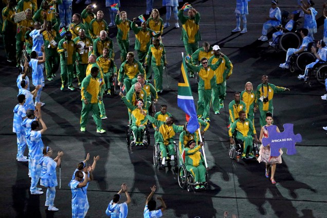 Delegação da África do Sul durante a cerimônia de abertura dos Jogos Paralímpicos Rio 2016