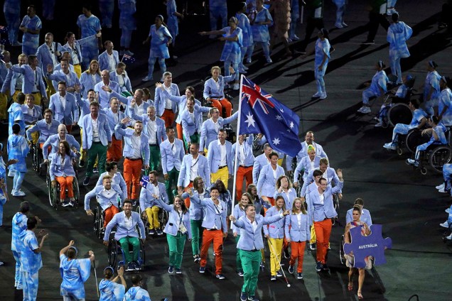 Delegação da Austrália durante a cerimônia de abertura dos Jogos Paralímpicos Rio 2016