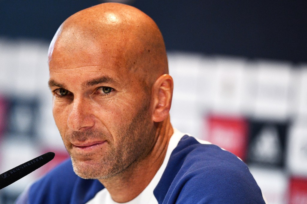 O técnico do Real Madrid, Zinedine Zidane, concede entrevista coletiva em Madrid, na Espanha - 09/09/2016