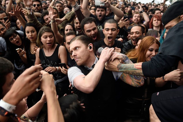 A banda Shinedown se apresenta no Maximus Festival, no Autódromo de Interlagos, em São Paulo