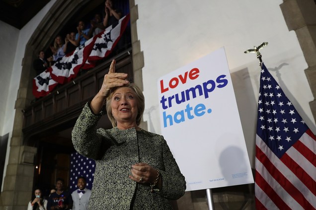 Candidata democrata à presidência dos Estados Unidos, Hillary Clinton, durante campanha em Filadélfia, na Pensilvânia - 19/09/2016