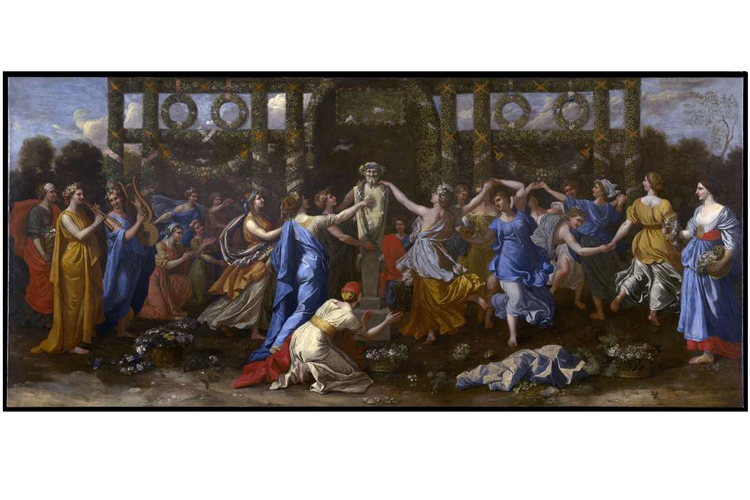 'Hymeneus travestido assistindo a uma dança em honra a Príapo', de Nicolas Poussin