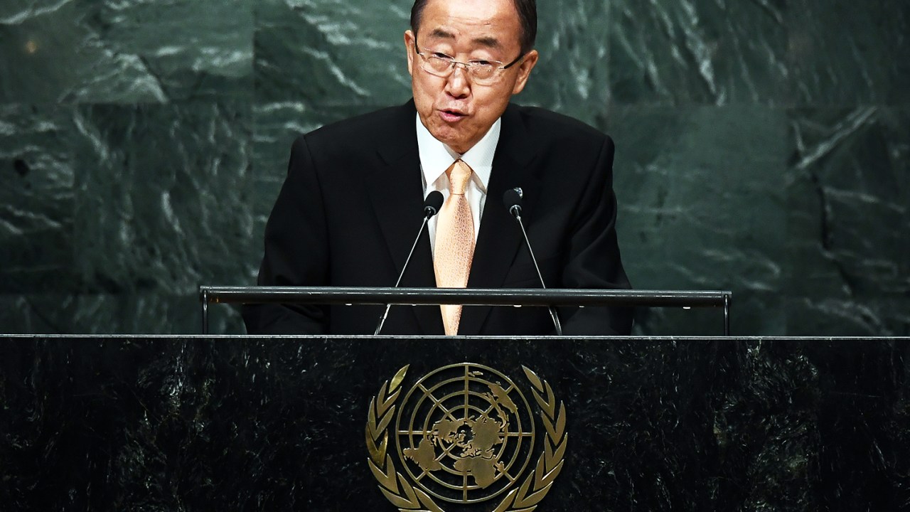 O secretário-geral da ONU, Ban Ki-moon, durante a Assembleia Geral da ONU, realizada em Nova York - 20/09/2016
