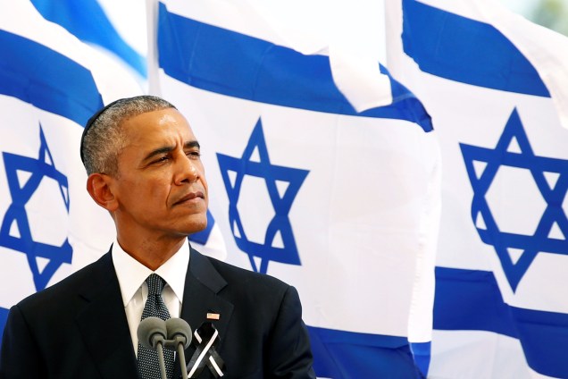 O presidente dos Estados Unidos, Barack Obama, discursa durante funeral do ex-presidente israelense Shimon Peres no Monte Herzl, em Jerusalém - 30/09/2016