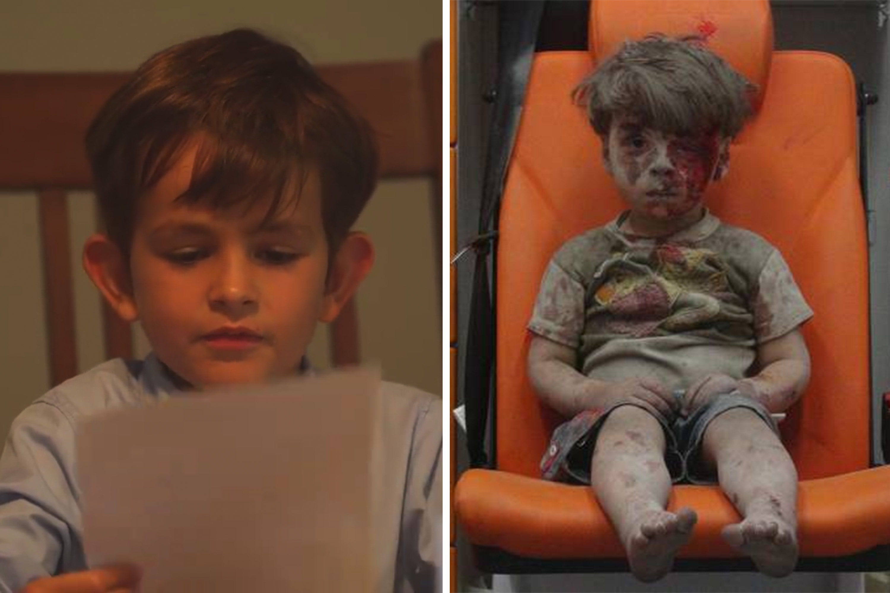 O menino americano Alex envia mensagem ao garoto sírio Omran Daqneesh