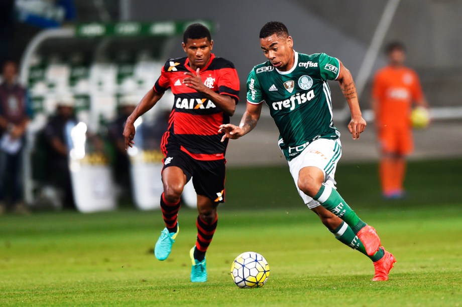 BRASILIA - DF - 05/06/2016 - BRASILEIRO A 2016/FLAMENGO X PALMEIRAS - Jean  do Palmeiras comemora gol de penalti contra o Flamengo durante partida pelo  Campeonato Brasileiro Serie A 2016 no estadio