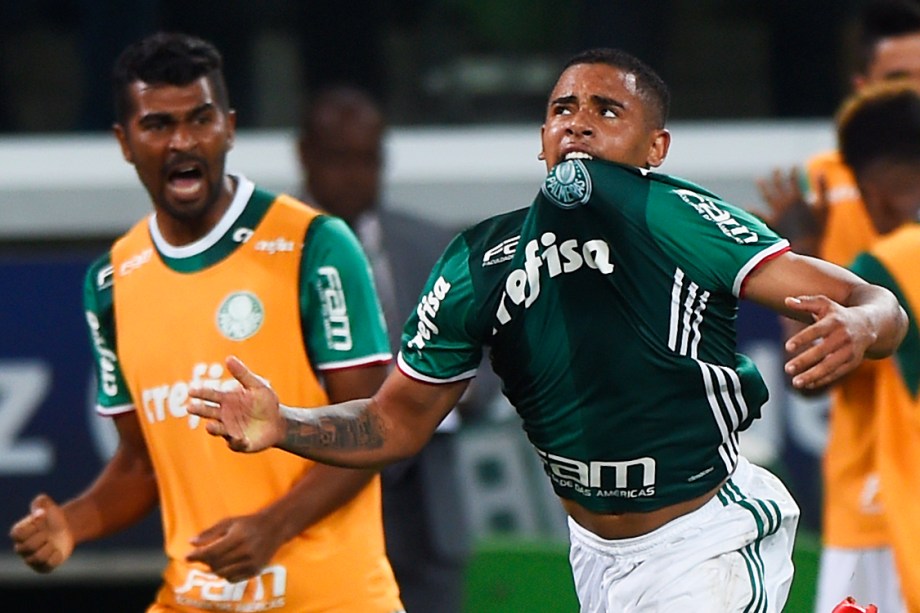 BRASILIA - DF - 05/06/2016 - BRASILEIRO A 2016/FLAMENGO X PALMEIRAS - Jean  do Palmeiras comemora gol de penalti contra o Flamengo durante partida pelo  Campeonato Brasileiro Serie A 2016 no estadio