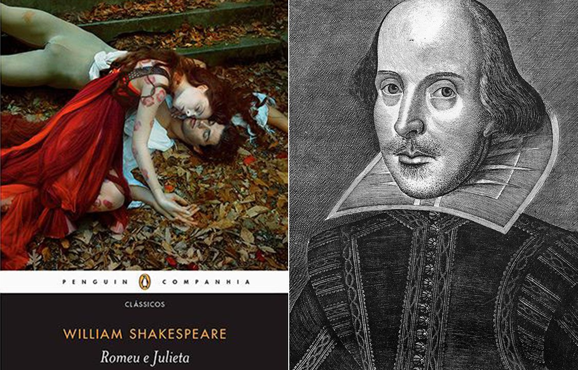 Livro Romeu e Julieta e escritor inglês William Shakespeare