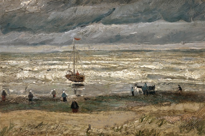 Quadro "A praia de Scheveningen ao começar da tempestade", de Van Gogh