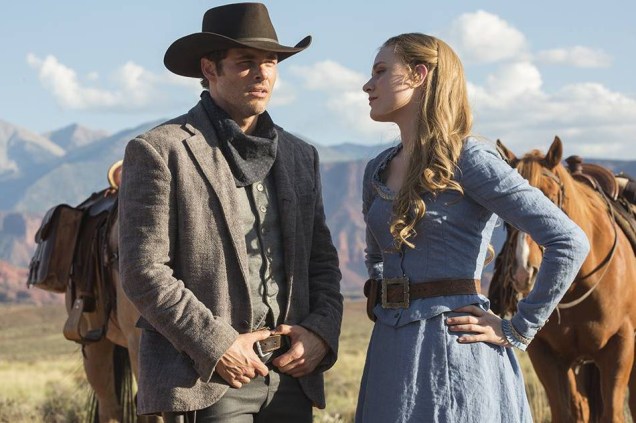 Os atores James Marsden e Evan Rachel Wood em cena da série da HBO 'Westworld'