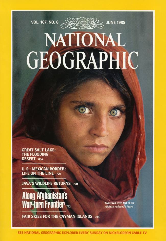 Sharbat Gula na capa da 'National Geographic', em 1985