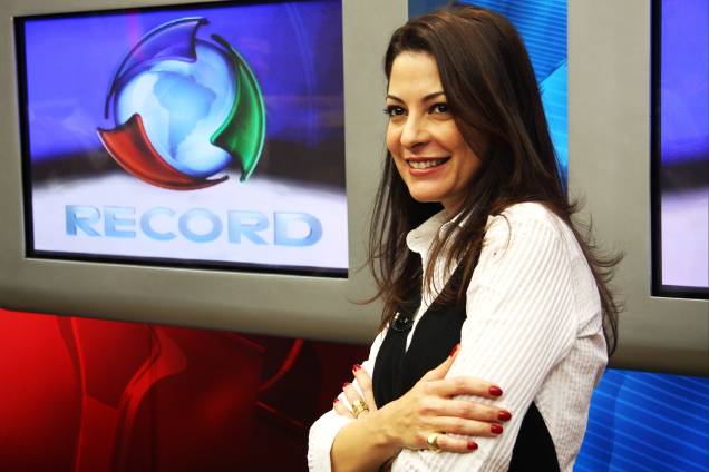 Ana Paula Padrão apresentando o "Jornal da Record", da Rede Record - 11/05/2009