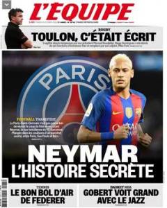 lequipe Jornal francês estampou a "história secreta" da negociação de Neymar