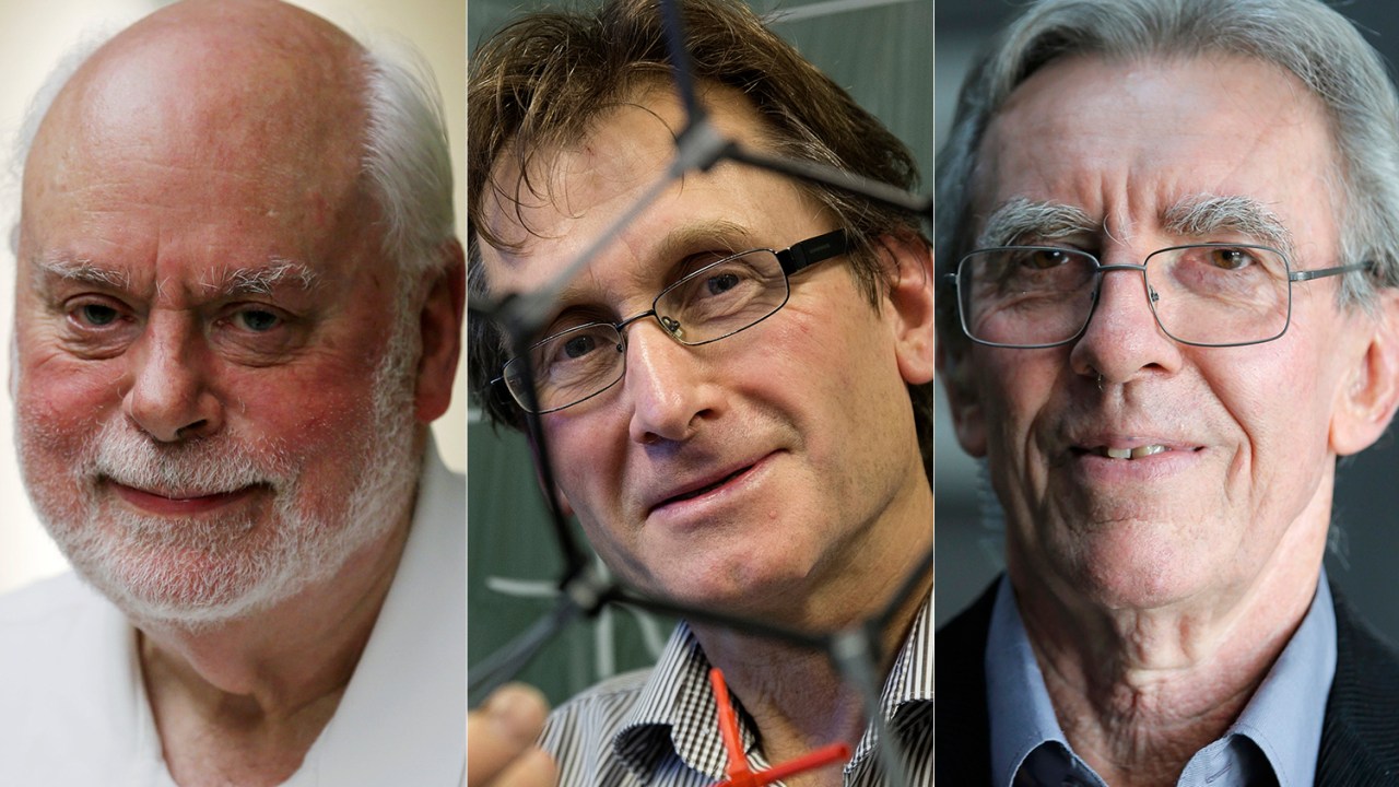 Os vencedores do Nobel de Química de 2016: Fraser Stoddart, Bernard Feringa e Jean-Pierre Sauvage
