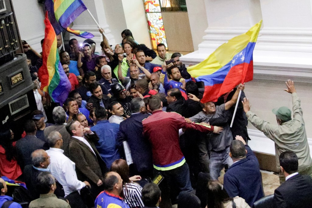 Protesto no Parlamento da Venezuela