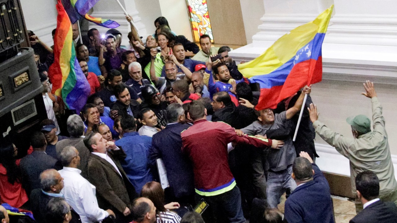 Protesto no Parlamento da Venezuela