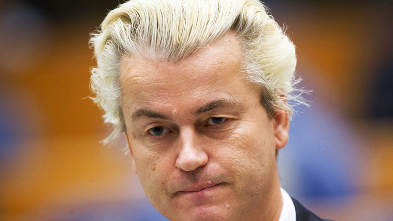 O político holandês Geert Wilders, líder do Partido para a Liberdade, no Parlamento de Haia - 18/12/2014