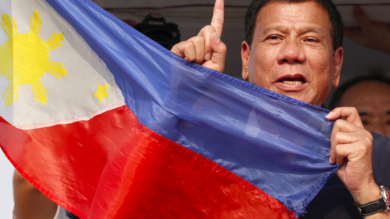 Rodrigo Duterte durante campanha presidencial em maio de 2016