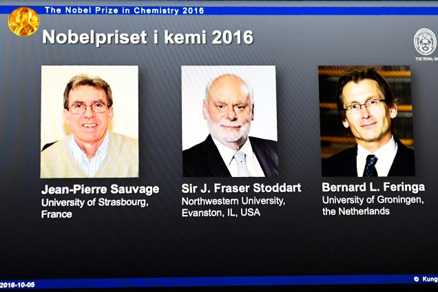 O Prêmio Nobel de Química de 2016 foi para os cientistas Jean-Pierre Sauvage, Sir J. Fraser Stoddart e Bernard L. Feringa - 05-10-2016