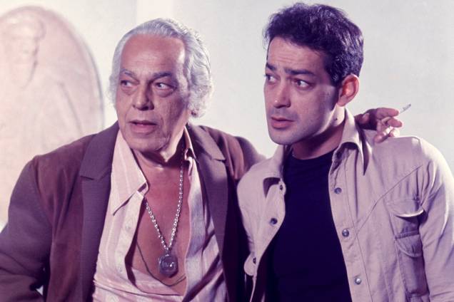 Paulo Gracindo e Gracindo Junior durante a gravação da novela "O Casarão"