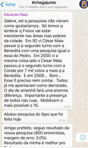 Eduardo Paes envia whatsapp sugerindo boca de urna  