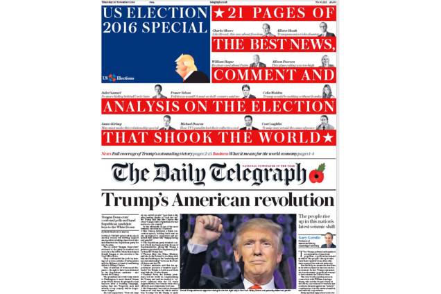 The Daily Telegraph: "Revolução americana de Trump"