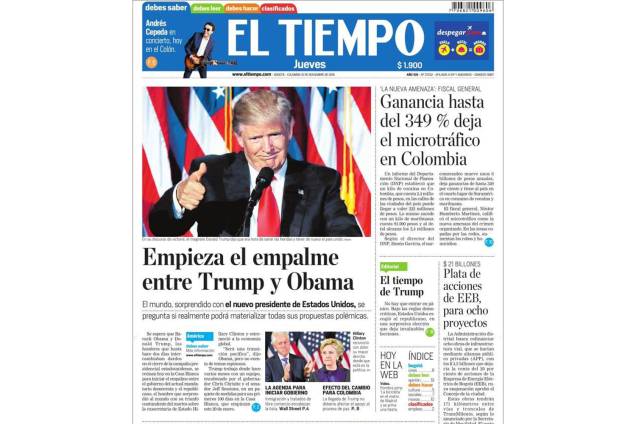 "El Tiempo: Começa a articulação entre Trump e Obama"