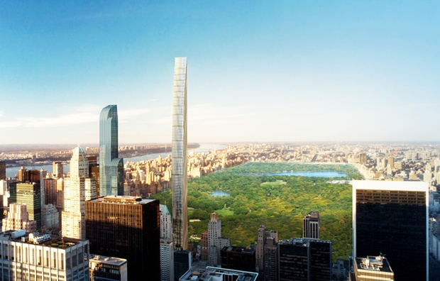 Simulação das super torres na paisagem de Manhattan: apartamentos para bilionários com vista eterna para o Central Park (Imagem SHoP Architects)