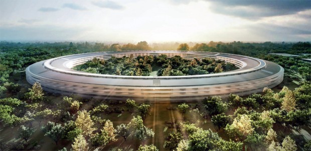 Futura sede da Apple projetada por Norman Foster: gigantes no meio do nada