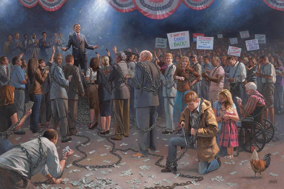 Artista Jon McNaughton pinta quadros com figuras do governo dos Estados Unidos