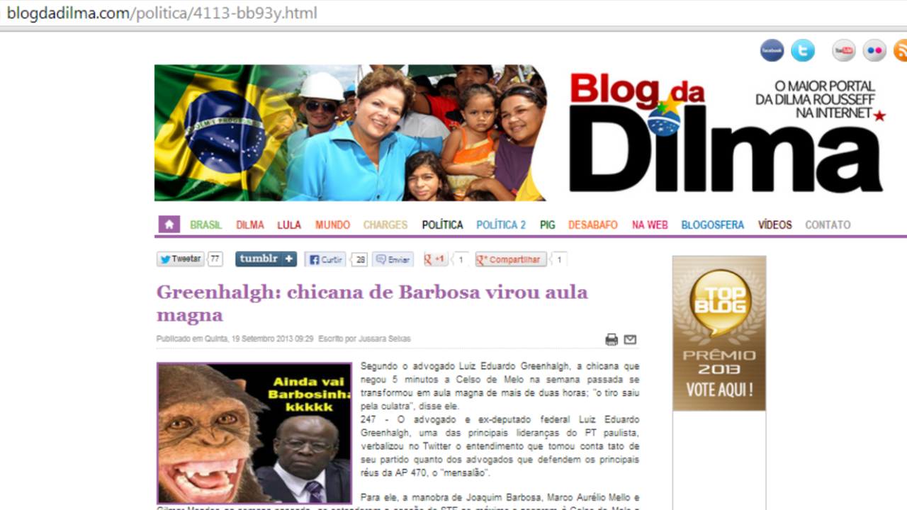 Blog da Dilma com URL