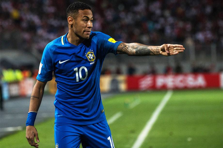 Neymar durante partida entre Peru e Brasil no Estádio Nacional de Lima, pelas Eliminatórias da Copa do Mundo de 2018 - 16/11/2016