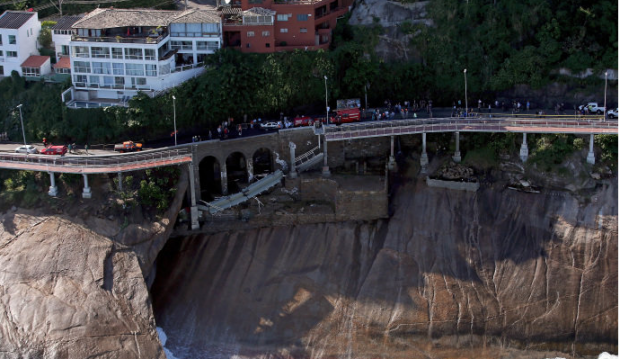 Trecho da ciclovia que desabou ontem no Rio, três meses após ser entregue (Matthew Stockma/ Getty Images/ Veja)