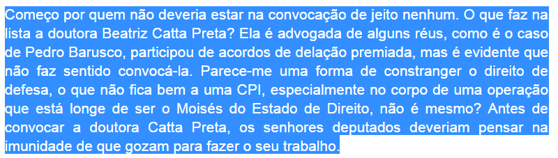 Moro faz a coisa certa e impede depoimento de advogada à CPI. Ou: Respeito ao Estado de Direito!