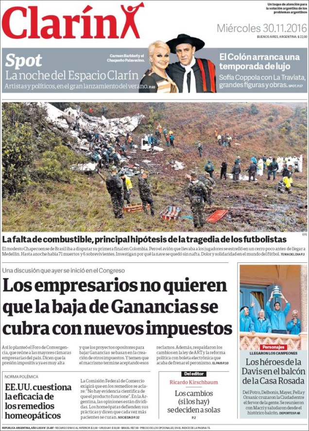 <span>Capa do jornal </span><span>argentino</span><span> '</span><span>Clarín</span><span>'</span>