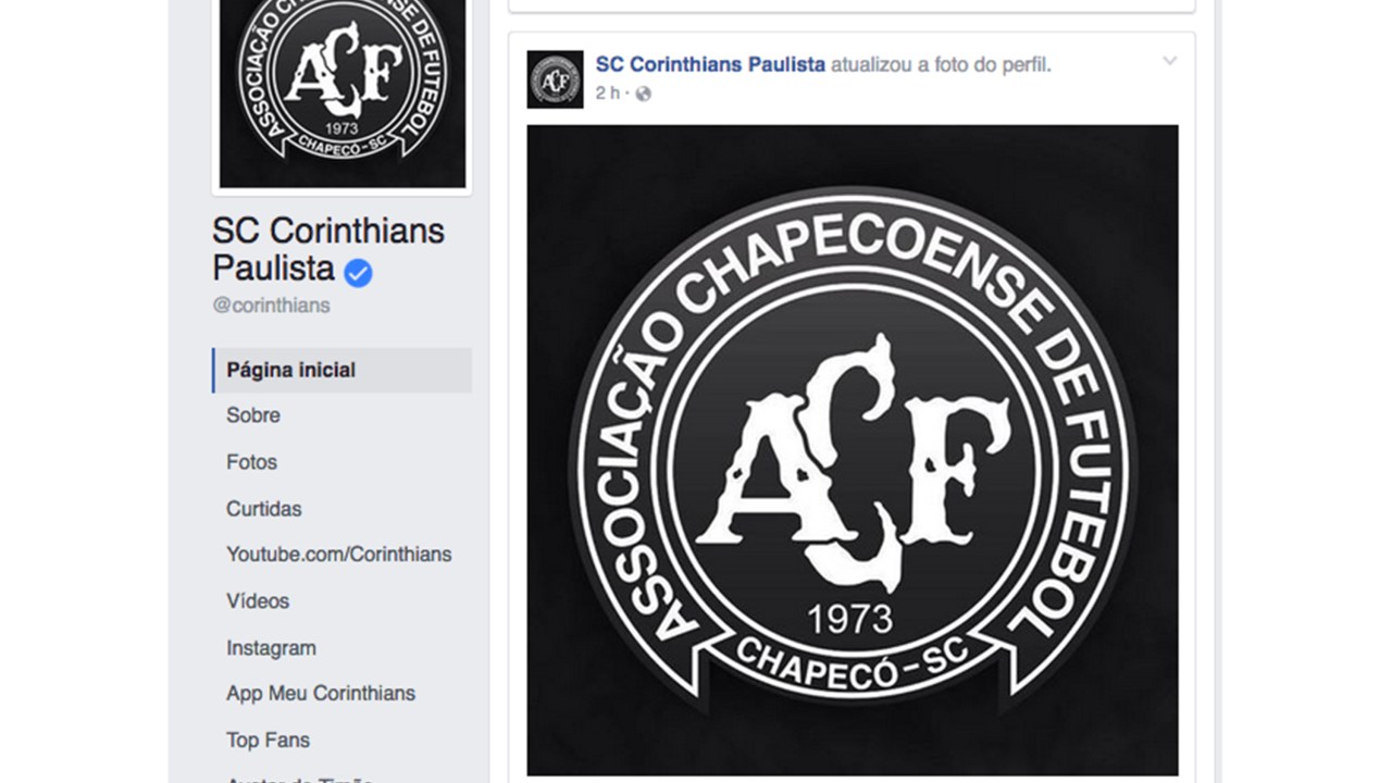 Corinthians muda foto de perfil no Facebook