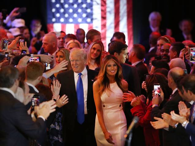 O presidente eleito dos Estados Unidos, Donald Trump, ao lado de sua mulher Melania Trump - 13/05/2016