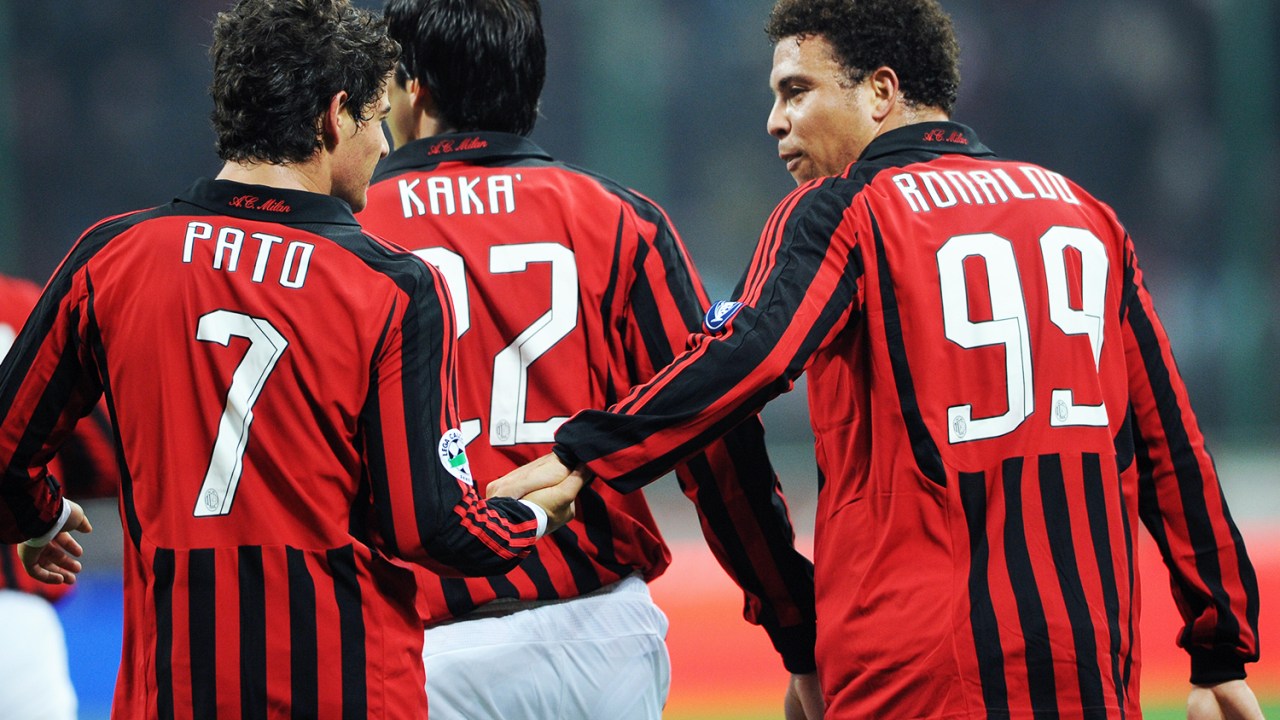 Pato, Kaká e Ronaldo, do Milan, durante partida contra o Napoli, válida pelo Campeonato Italiano, realizada no San Siro - 13/01/2008