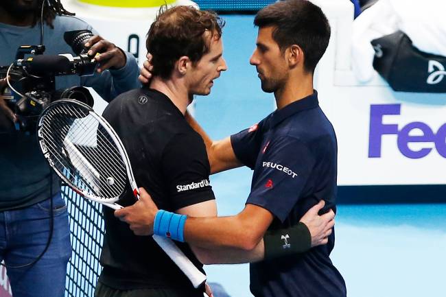 Great Britain's Andy Murray and Serbia's Novak Djokovic after the final Tennis Britain - Barclays ATP World Tour Finals - O2 Arena, London - 20/11/16 Great Britain's Andy Murray and Serbia's Novak Djokovic after the final Action Images via Reuters / Paul Childs Livepic EDITORIAL USE ONLY.